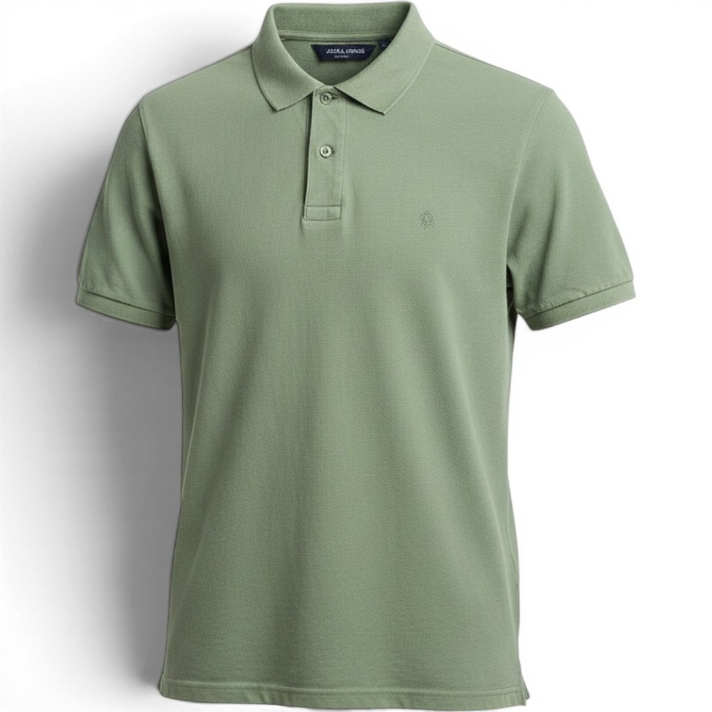 Jack & Jones Polo Shirt Mens Small Sage Green Short Sleeve Essentials Pique